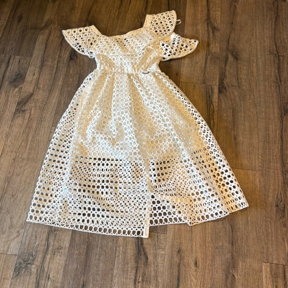 3547 SELF-PORTRAIT One Shoulder Guipure-lace Midi Dress Size 4 - Picture 4 of 9